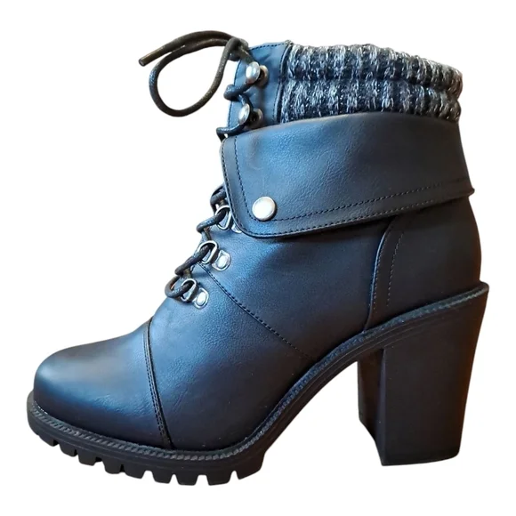 Torrid Black Hiker Boot Lug Sole Sweater Trim Size 11WW - Picture 1 of 16